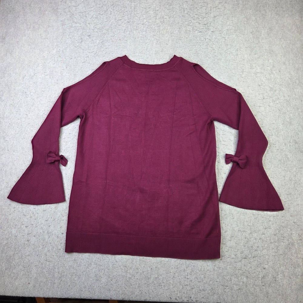 Karl Lagerfeld Paris Sweater Womens L Red Bow Sleeve Nylon Rayon Blend NEW - Picture 6 of 9